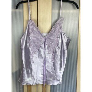 Top Intimates Satin Purple Lilac Sz Large Fairy Princess Butterfly Comfy Casual